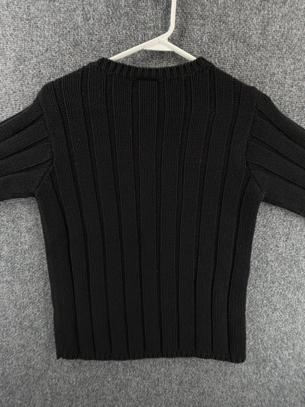 Ralph Lauren USA Flag Sweater Women Large Black Cotton Ribbed Knit Stretch Crew - Picture 13 of 13